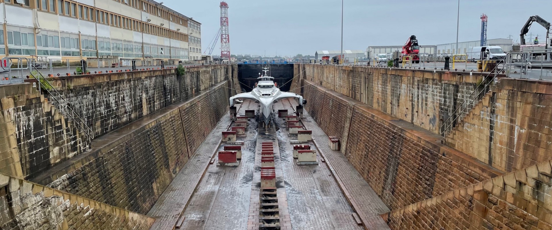 A Trimaran Received at the Dry Docks